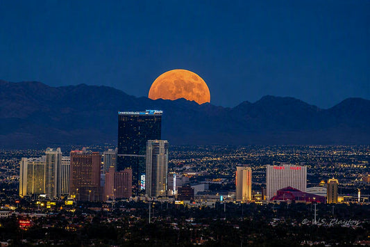 Strawberry Moon over Las Vegas — Fine Art Desert Print | Digital Download