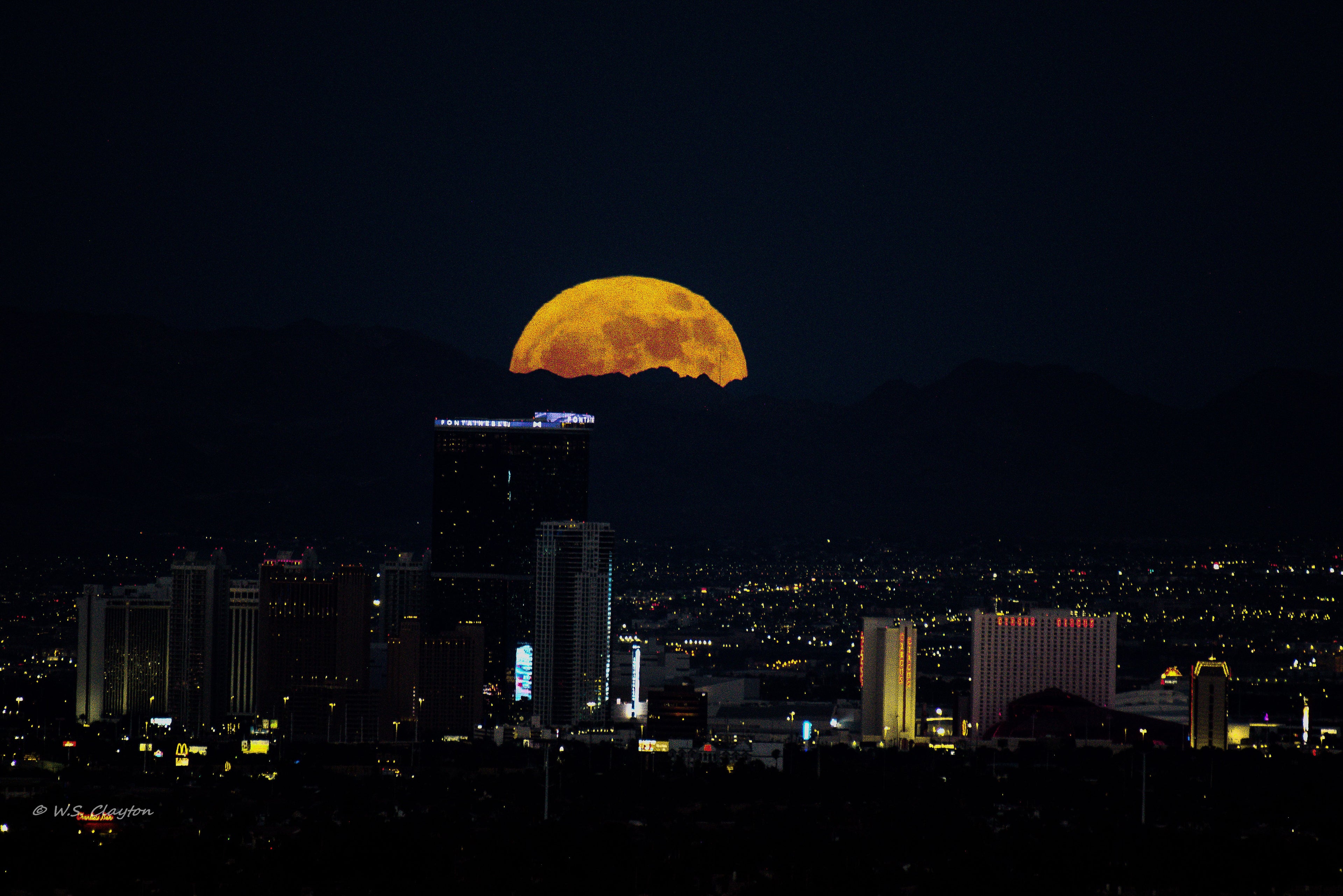 Strawberry Moon over Las Vegas — Fine Art Desert Print | Digital Download